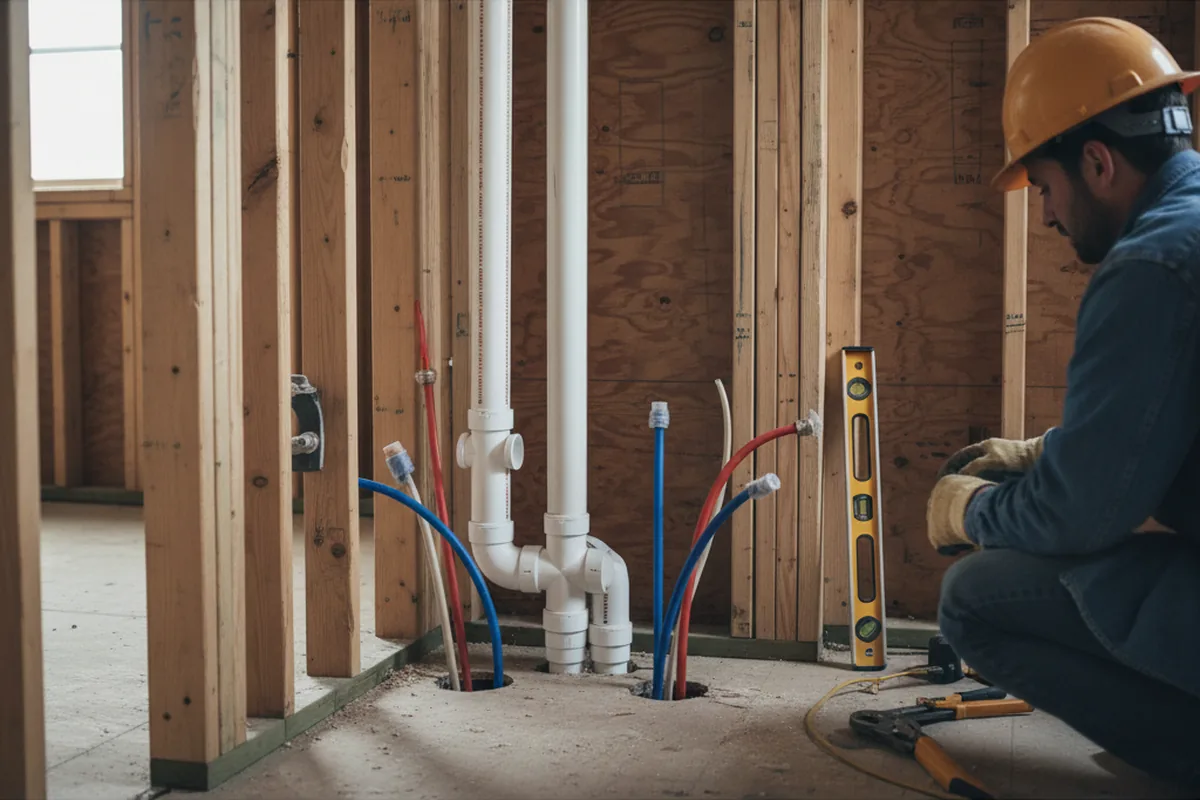Drain and supply rough-in during Toilet Repair and Installation in Buena